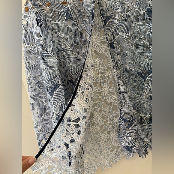 Chico’s lace cardigan jacket blue size 2x scalloped hems - Picture 5 of 11